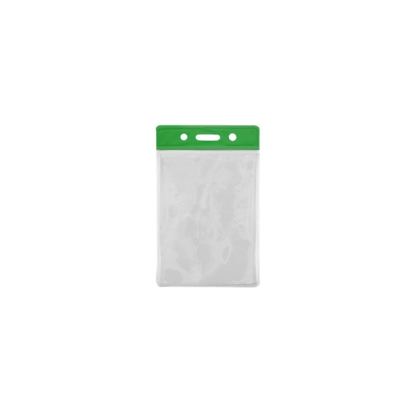 Billede af 86x54 mm kortholder / bæreetui blød plast. Grøn top / klar (lodret / vertikal / portrait). 60270306