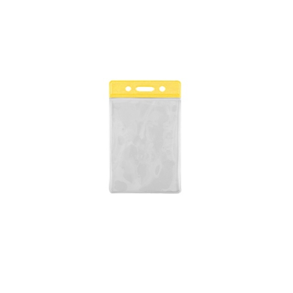 Billede af 86x54 mm kortholder / bæreetui blød plast. Gul top / klar (lodret / vertikal / portrait). 60270307