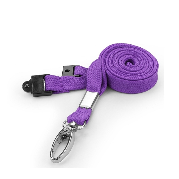 Billede af Lilla tubevævet / rør strikket Lanyard / Halssnor / Keyhanger / Nøglesnor / Halsrem 10 mm med metal karabinhage. RPET. Breakaway / break-away. 60270654