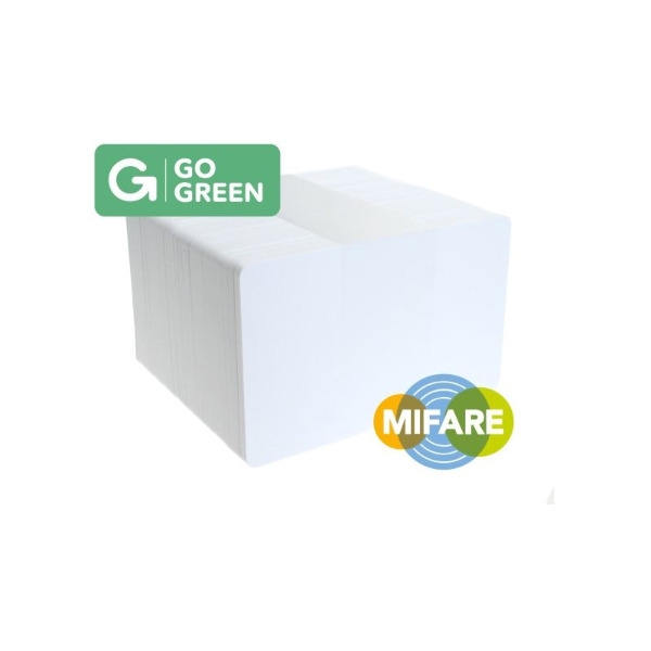 Billede af Blanke berøringsfrie MIFARE Classic® 4K EV1 / S70 hvide plastkort lavet af 85% genbrugsplast- CR80. 70102322