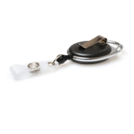 Billede af Sort yoyo/jojo oval med krog/karabinhage, bælteclip og forstærket plaststrop m. knaplås og fordybning. 60270901
