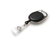 Billede af Sort yoyo/jojo oval med krog/karabinhage, bælteclip og forstærket plaststrop m. knaplås og fordybning. 60270901